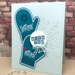 Smitten with the Mitten card made using Stampin' Up! Smitten Mitten stamp set and Many Mittens Framelits. All details & video posted on blog.
