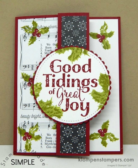 Free Tutorial for this easy Christmas card using Stampin' Up! Good Tidings. 