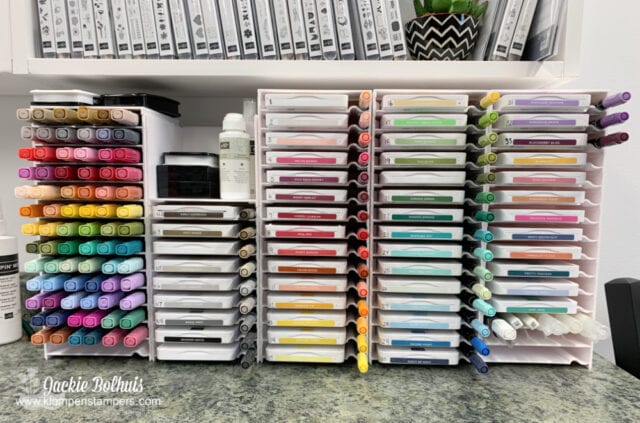 These storage bins by Stampin' Up! are perfect in my craft room to organize my ink pads and my alcohol markers.