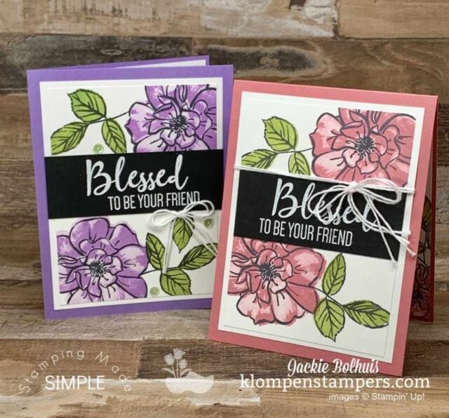 Cards for friends with large rose stamp