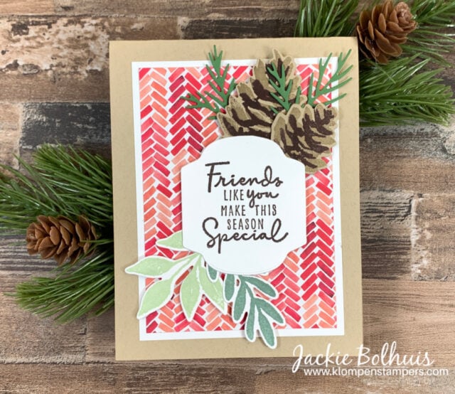 easy-handmade-christmas-card-in-non-traditional-colors-with-die-cut-pine-cones-and-greenery