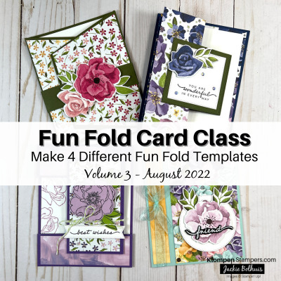 Four fun fold card ideas created with the stamp set happiness abounds.