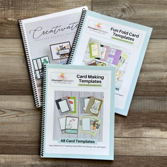 Three card making resource books. First is a 48 card making templates book, second is a 54 fun fold card templates book, and third is a Creativate 20 card ideas book.