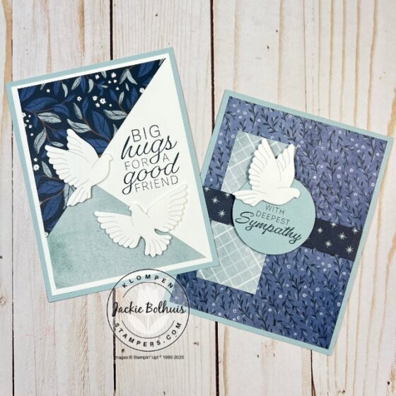 Set of two Peace on Earth handmade cards featuring the same template design in different layouts for creative inspiration.