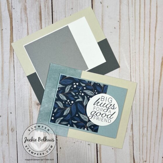 Another card example from the tutorial using the Peace on Earth Bundle, displayed with the coordinating template design.